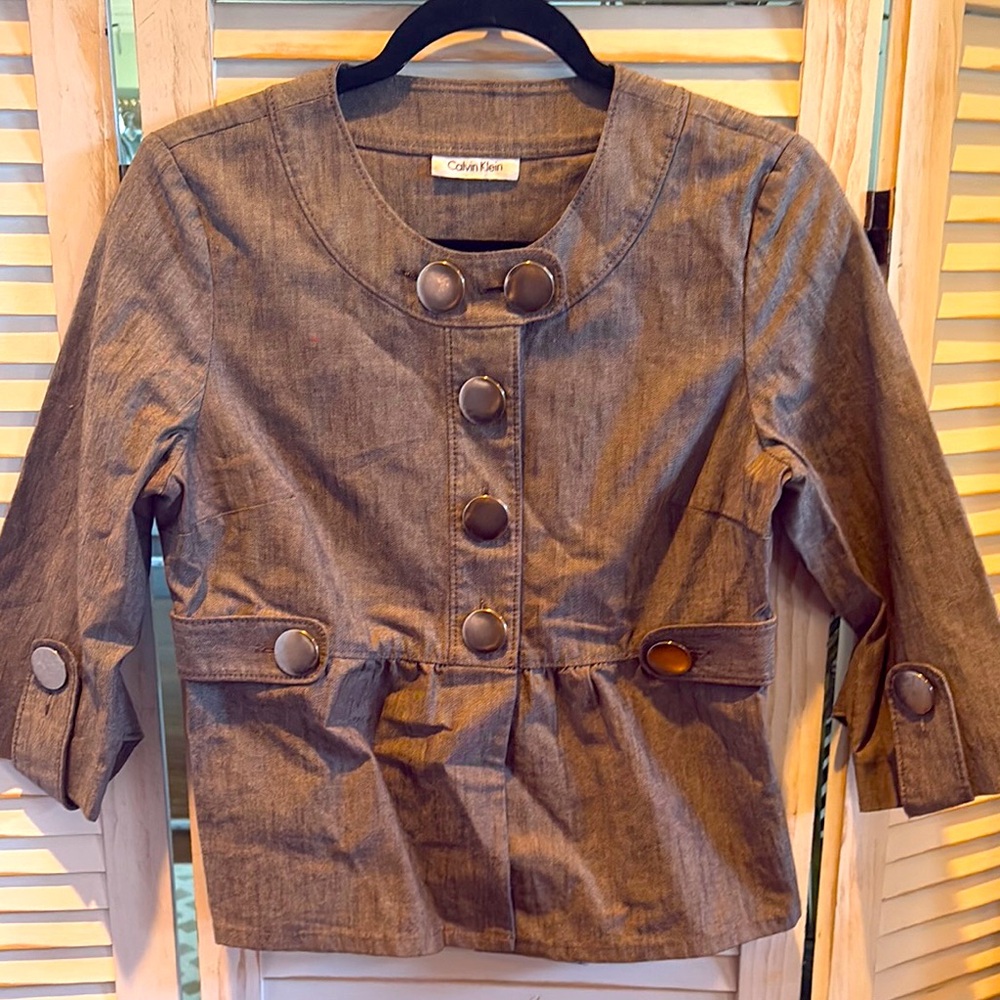 CALVIN KLEIN CROPPED SUIT 1/4 Sleeve Adorable Jacket-great pre-loved condition - Picture 1 of 10